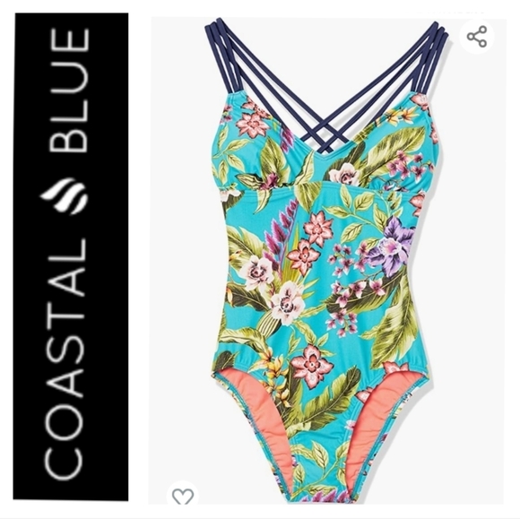 🐳Coastal Blue Women's One Piece Swimsuit. Size M - Picture 2 of 12